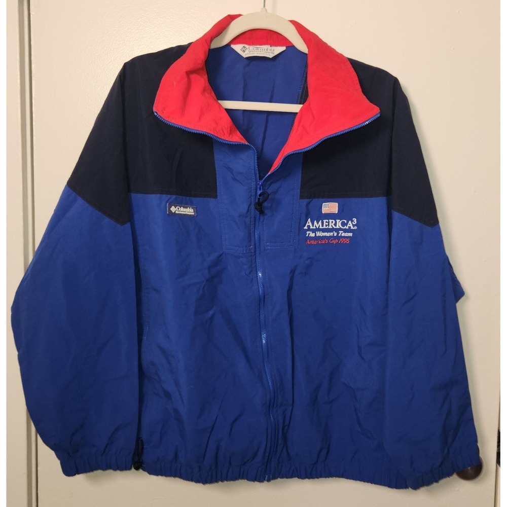 Vtg Columbia America's Cup 1995 Women's Team Lrg Embroidered Windbreaker‎ Jacket
